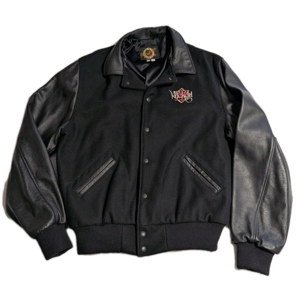 Dehen Pete's Wicked Ale Wool Leather Varsity Jacket USA Made Mens‎ L Bomber